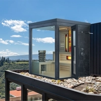 Outdoor color combined sauna with shower and salt wall