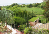 Sauna house green roof with panorama