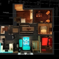 Interior design top view features