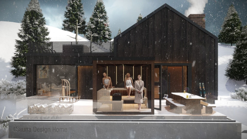 Outdoor luxury Finnish sauna - Fusion solid wood design sauna